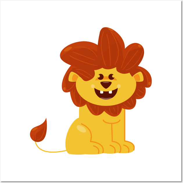 Cute lion sitting and smilling Wall Art by pencildog